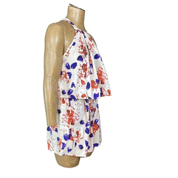 Floral Print 2-Piece Set Flowy Cropped Halter Top and Shorts Sz M  19578 - Picture 3 of 6